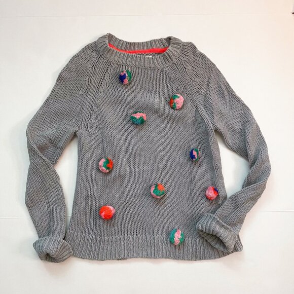 Mini Boden Grey Pom Pom Sweater, Size 13/14 - Picture 2 of 5